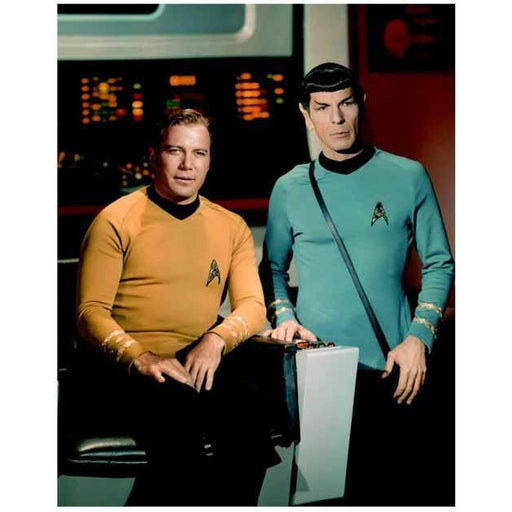William Shatner "Captain Kirk" in Captain's Chair with Spock 8x10 Photo - Unsigned