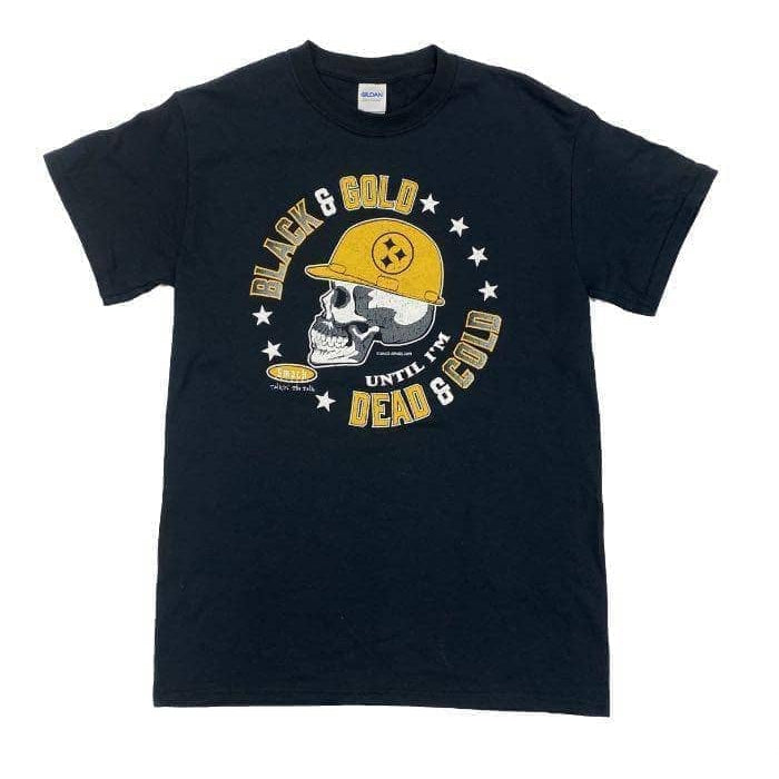 Youth Black And Gold Skull Graphic T-Shirt Small