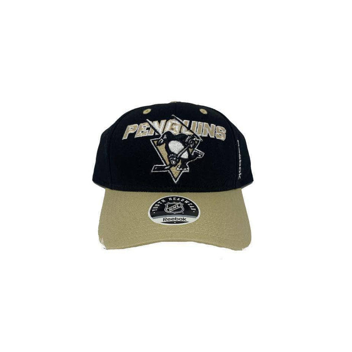 Youth Pittsburgh Penguins Black and Gold Logo Reebok Snapback Hat 8-20 Years Old